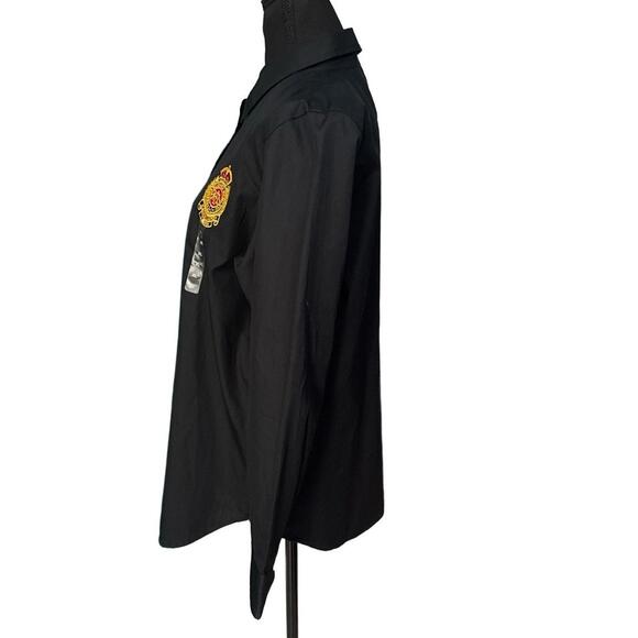 LAUREN Ralph Lauren NWOT Classic-Fit Embroidered Crest Shirt in Black-Size XL - Picture 6 of 8